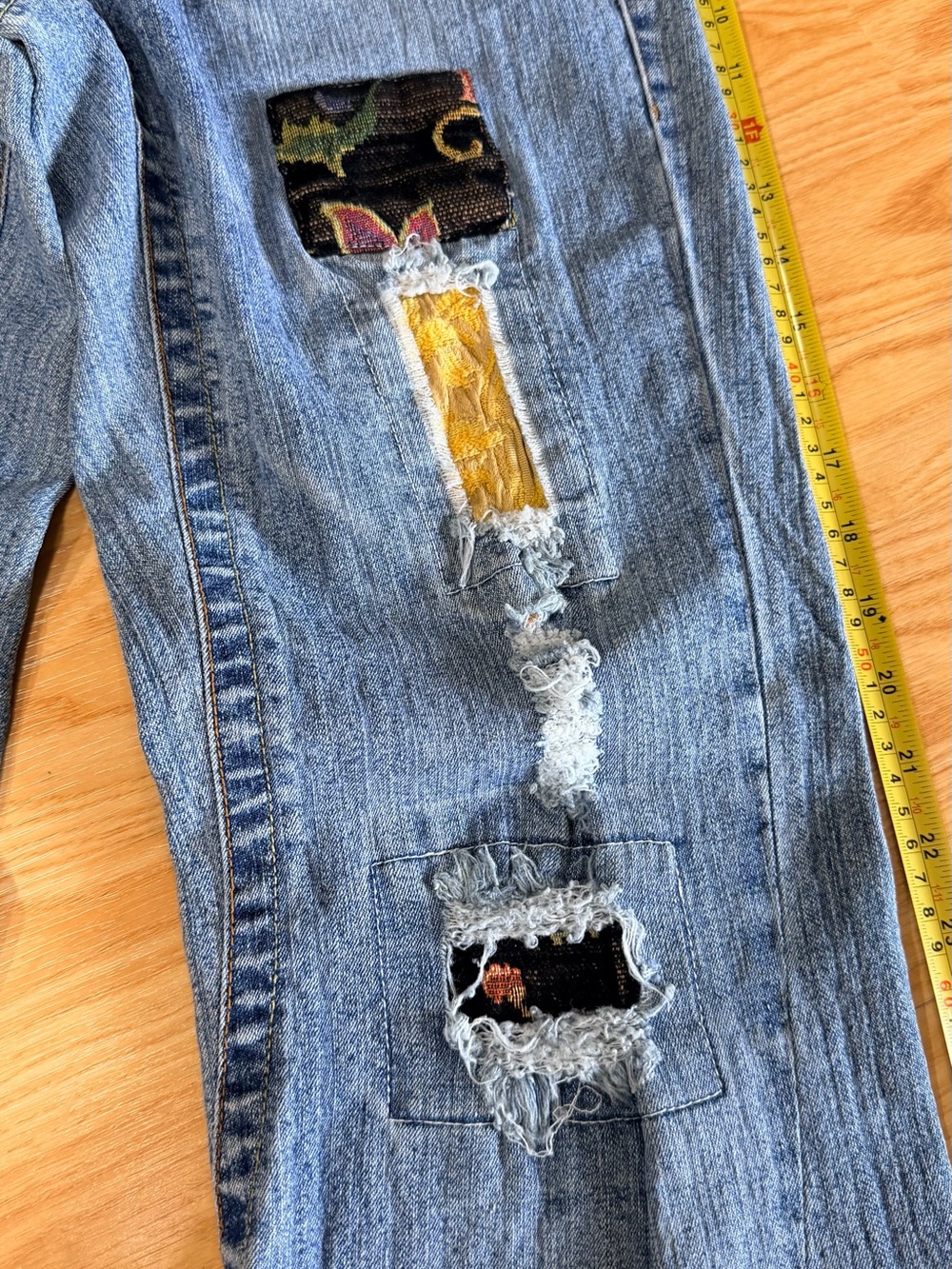 Cache Blue, black & yellow Patchwork Bootcut Jeans - Picture 4 of 14